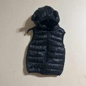 Kids Black Puffer Vest with Hood